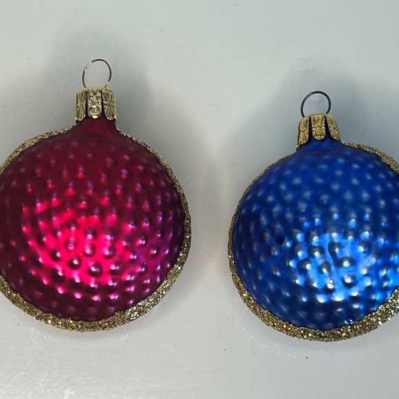 Vintage Cherub Glass Christmas Ornaments Set of 6 Blue And Red 2” - Picture 8 of 14